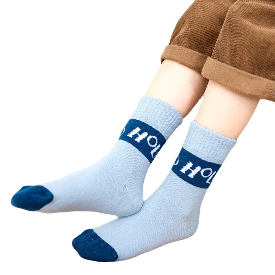 Calcetines de invierno forrados de lana para niños engrosados calcetines de Terry calientes calcetines de piso de dibujos animados lindos calcetines de toalla de media pantorrilla calcetines de bebé