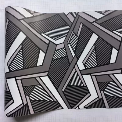 Graffiti Pvc Color-Changing Film for Car Body, Motorcycle Frame, Luggage, and Painted Decals, Wear-Resistant, Cross-Border Small Order Customization (Auto Color Change Film) - polygonal-sports-camouflage-black-and-gray-15-30m