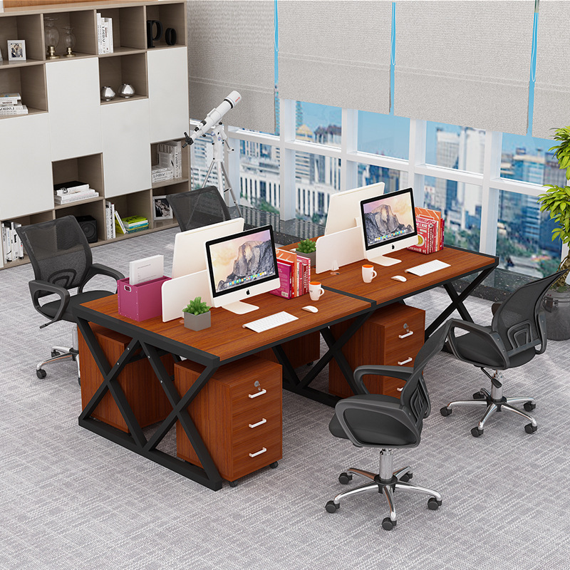 Staff Desk 4-Person Staff Desk Simple Office Desk and Chair Combination Screen Card Holder Computer Finance Table