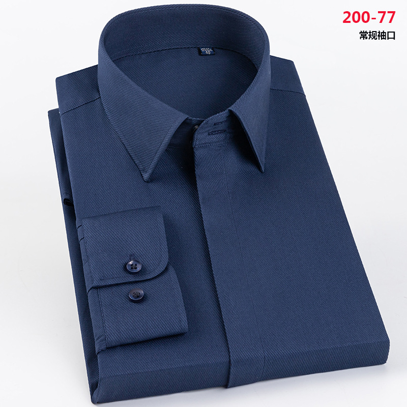 Camisa de gemelos franceses para hombres, uñas de manga formales de negocios, color sólido, sin planchar, mangas dobles, camisa con hebilla oculta, versión coreana delgada