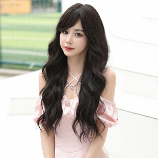 New wig women's long hair full head cover simulation chemical fiber hair Big Wave Full top long curly wig cover natural fluffy