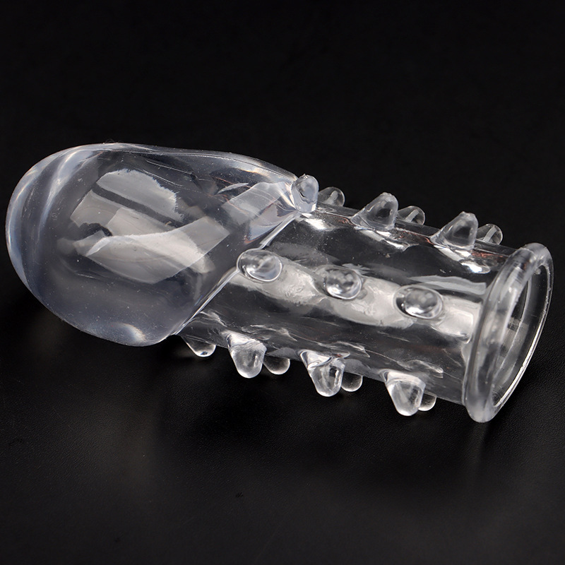 Crystal Textured Glans Sleeve Condom, Wolf-Tooth Stimulation, TPE, Transparent — detail image 5