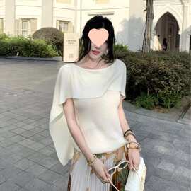 温柔绮梦夏季韩系女神斗篷设计感显瘦冰感气质米白黑色源头工厂