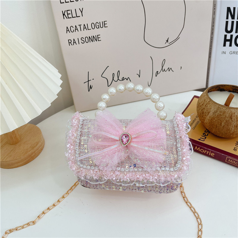 Bolso de crossbody de las muchachas del estilo de Chanel bolso de La Perla princesa de la manera del bolso de hombro de la cadena de los niños bolsa de accesorios