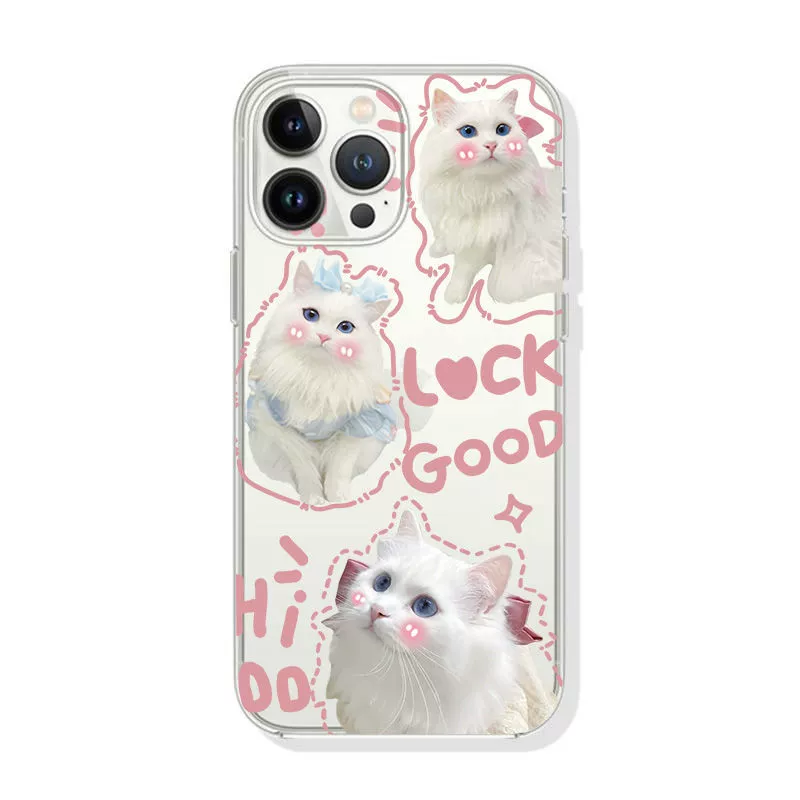 Милая смешная кошечка, подходит для iPhone 16 Pro Max, новый 12 Pro, девушка, 13 прозрачный, 14 Pro/11