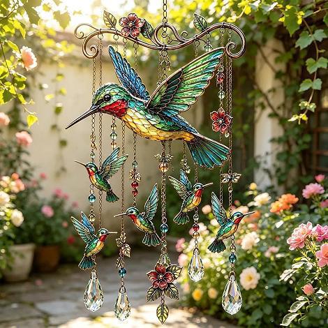 Colgante Graceful Hummingbird Wind Chime Elegante Hummingbird Wind Chime Jardín al aire libre