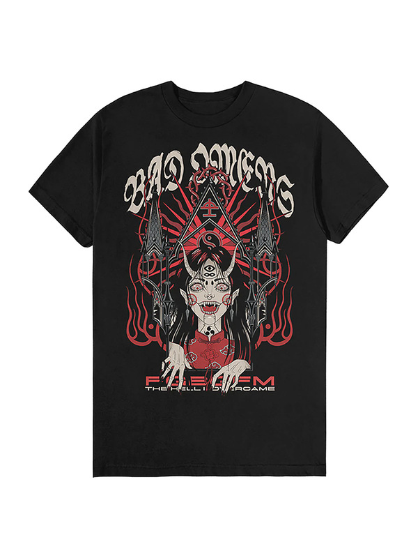 Bad Omens Band Metal Core Rock American Retro Casual Loose Direct Spray Men's and Women's Short-Sleeved T-Shirt