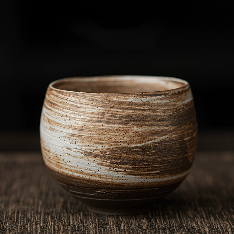 handmade rough pottery cup ceramic cup small single cup as old craftsmanship ancient style Japanese -style meditation cup master cup