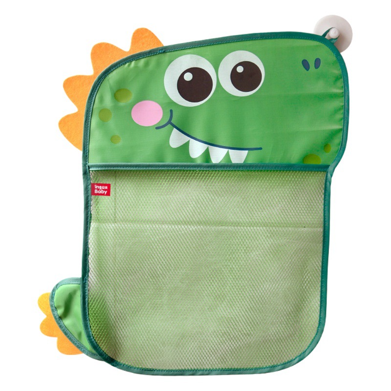 Bolsa de almacenamiento de juguetes para niños transfronterizos bolsa de red de almacenamiento de baño de bebé de dinosaurio baño con ventosa secado bolsa de drenaje colgante