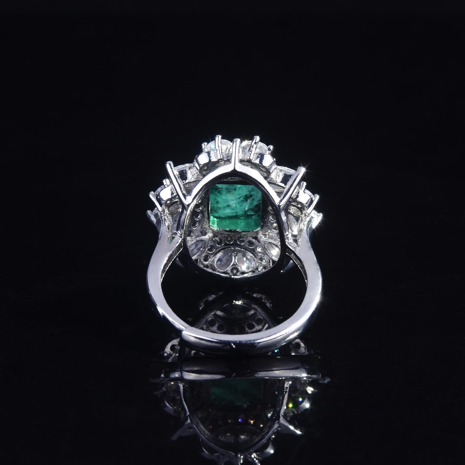 Fashion Simulation Emerald Square Pendant Open Ring Earrings Wholesale display picture 4