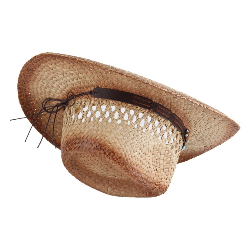 Comercio exterior de encargo al por mayor sombrero europeo y americano occidental Denim Jazz sombrero hombres y mujeres sombrero de paja de verano al aire libre sombrero de sol