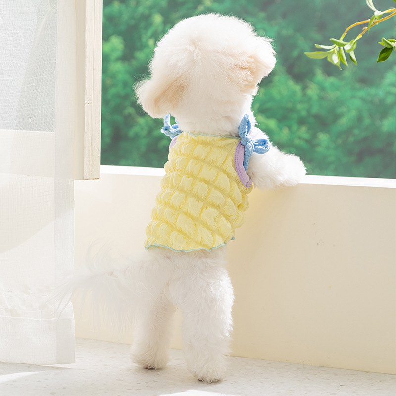 26 nueva primavera y verano ropa de mascotas fresca burbuja cuadrícula transpirable perro pequeño y mediano Teddy Bear ropa de perro image 2