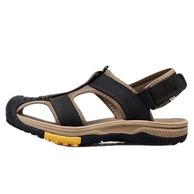 Transfronterizo más tamaño 46 punta cerrada Sandalias de piel de vaca Zapatos de playa casuales de verano para hombres Sandalias de Montañismo de deportes al aire libre Zapatos aguas arriba