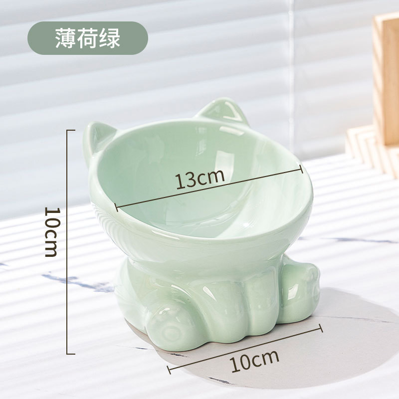 猫用ボウル セラミック製 猫用食器 黒ずみ防止 高足 斜め口 猫用食器 ペット用犬用水飲みボウル 首保護設計|undefined