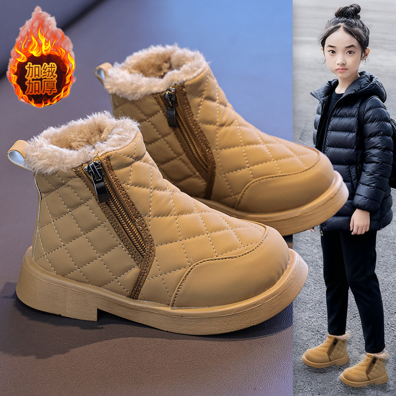 Botas de nieve para niñas 2026 invierno nuevo tipo de zapatos de algodón para niños botas Martin botas de bebé botas cortas botas de algodón para niños
