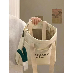 College Students Class Canvas Bag Women's 2025 New Casual All-match Shoulder Bag Large Capacity Work Commuter Tote Bag
