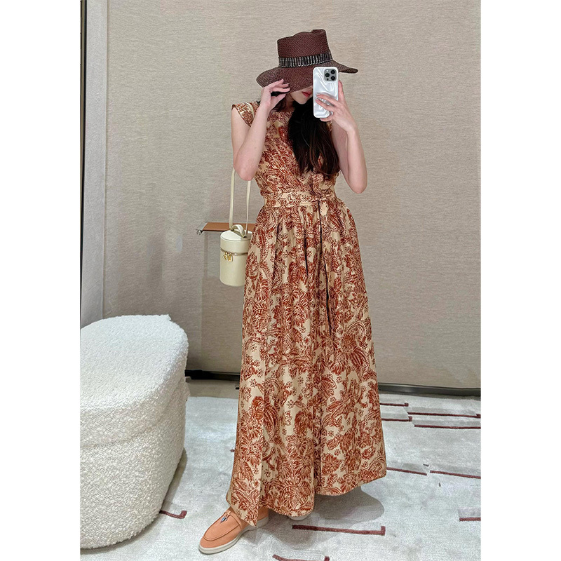 LP Old Money Style Vintage Printed Mulberry Silk dress 24 New Arrival Light Luxury Socialite Elegant Vacation Style Vacation Slit Long Dress LP Old Money Style Vintage Printed Mulberry Silk dress 24 New Arrival Light Luxury Socialite Elegant Vacation Style Vacation Slit Long Dress