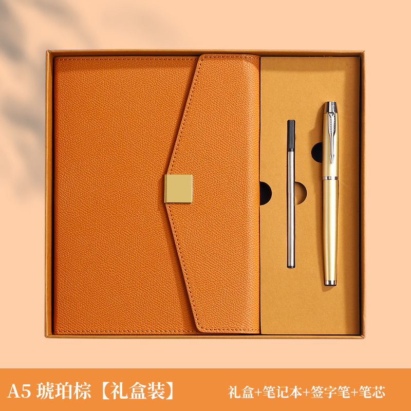 Cuaderno de notas de negocios tri-plegable A5 caja de botón cuadrada puede fijar LOGO alto valor de la cara acompañante de regalo de mano cuaderno de notas de oficina