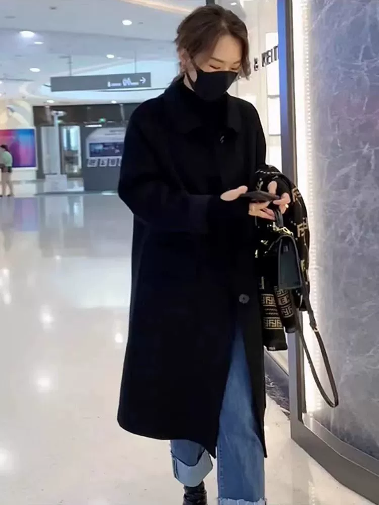 Цветное элитное модное шерстяное пальто, жакет, большие размеры