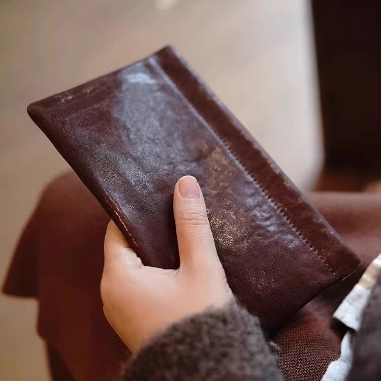简约复古PU皮小钱包男女手工原创真皮短夹零钱包超薄短款钱包