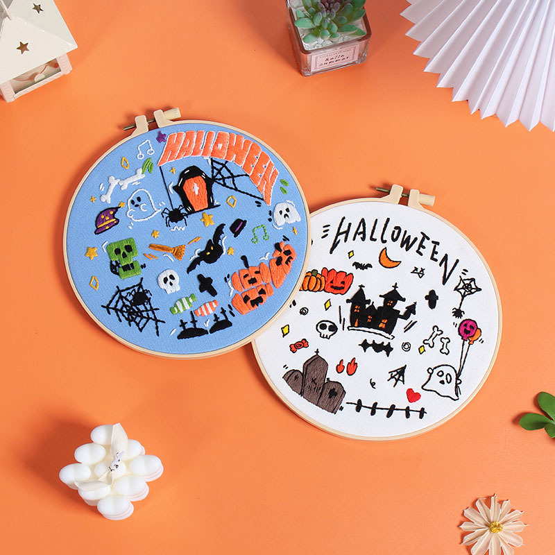 Nuevos productos de material de bordado artesanal paquete europeo tridimensional diibroidery Amazon truco Halloween 2024