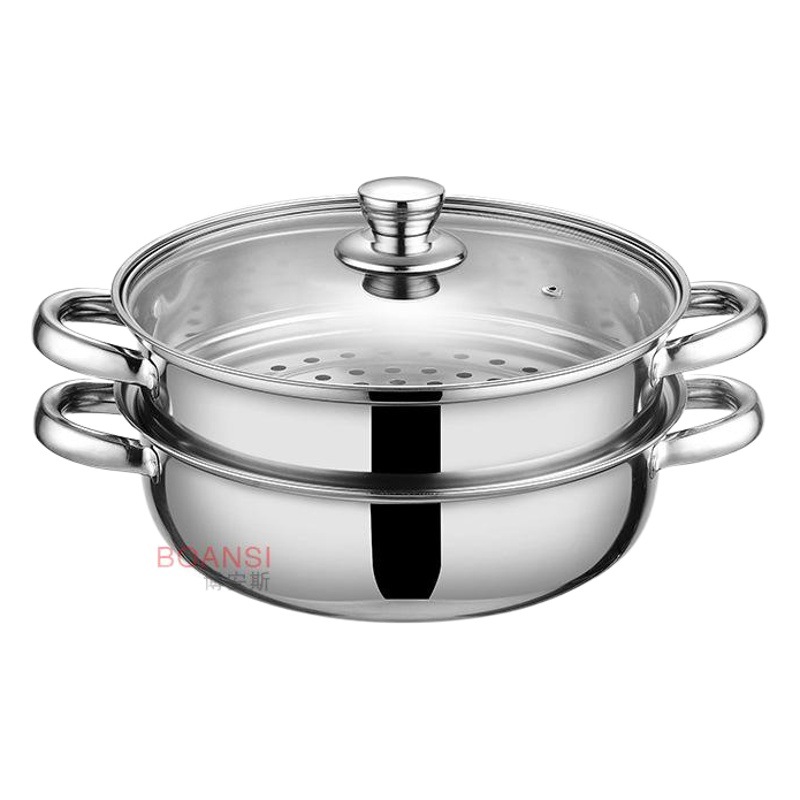 Factory direct supply stainless steel steamer double-layer three-layer soup steamer multi-use steaming hot pot opening gift customization 28cm
