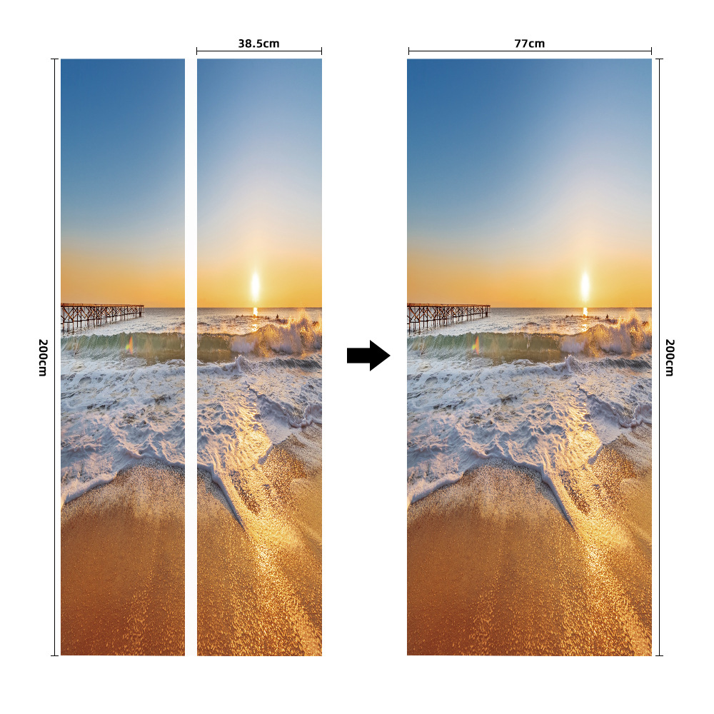 Pegatinas para puertas 3D respetuosas con el medio ambiente, autoadhesivos, fabricantes de origen al por mayor, patrones populares transfronterizos de alta definición, adhesivos para puertas impermeables, a prueba de aceite y antiincrustantes