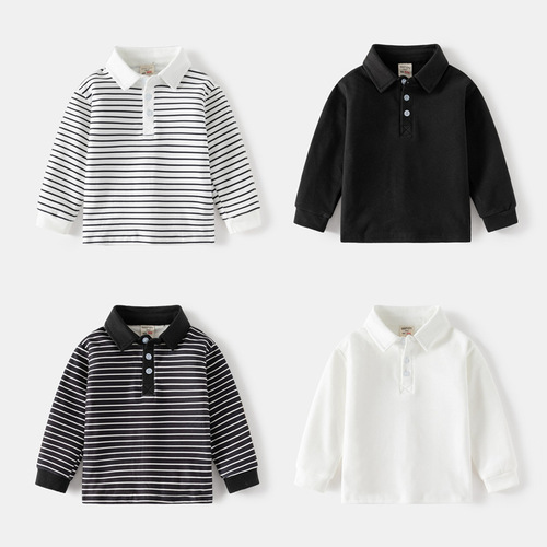 Children's POLO shirt  new boys' lapel thickened long-sleeved T Korean style baby autumn top one piece drop shipping