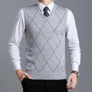 Pullover Vest V-neck Men's Young and Middle-aged Sleeveless Sweater Knitted Vest Men's Base Knitted Sweater Dad's Spring and Autumn