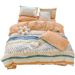 2F【富士商店】夢幻全棉床單床笠式四件套手繪小清新學生純棉三件