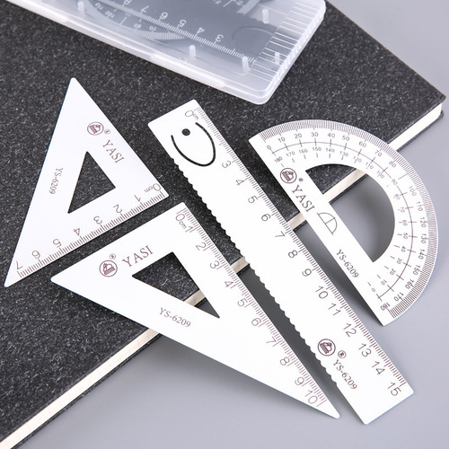 Small fresh metal ruler set for students with boxed set of three rulers drawing measuring ruler ruler stationery