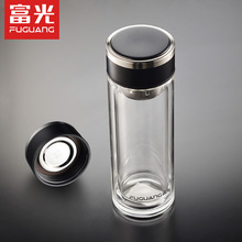 富光玻璃杯便携男士双层加厚耐热透明商务G2116礼品印字泡茶水杯