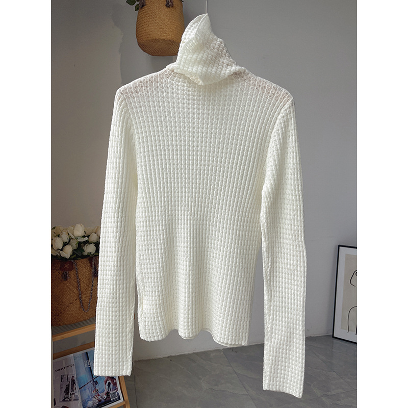 【格雷风】100.美丽诺羊毛华夫格高领羊毛衫女针织打底衫毛衣秋冬