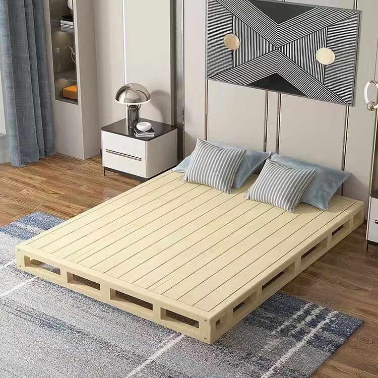 Tatami de madera sólida para proteger la cintura de 1 metro cama de hotel sin respaldo 1.2 estilo japonés moderno y simple 1.5 marco de cama