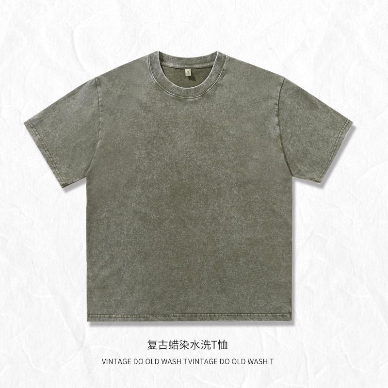 Camiseta de manga corta de algodón lavada y desgastada americana marca de moda transfronteriza Amazon estilo caliente camiseta masculina y femenina impresión LOGO personalización