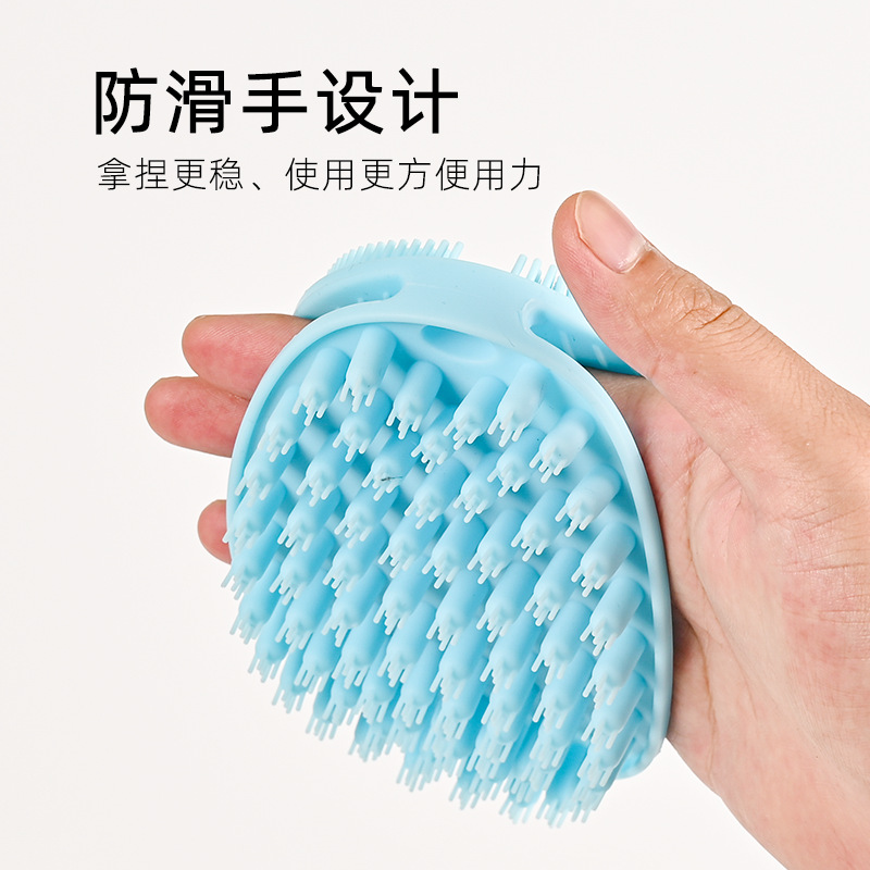 Amazon explosión cepillo de doble cara cepillo de masaje de dientes largos cepillo de limpieza de cuero cabelludo dos en uno cepillo de silicona cepillo de lavado de cabello