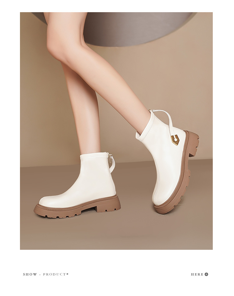 Women's Mesh Ankle Boots Thick Sole Back Zipper Single Boots_voghion.com