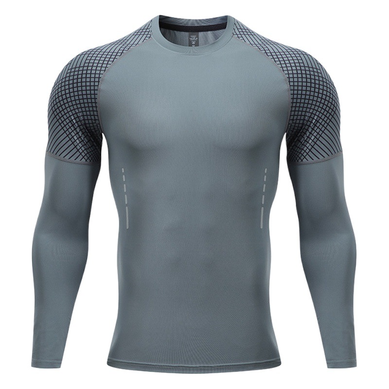 Camiseta deportiva de manga larga ropa de fitness para hombre de secado rápido correr T entrenamiento ropa de baloncesto tiro ajustado transpirable Top Otoño e Invierno