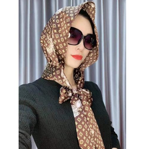 2024 Xiaxin sun protection outdoor multi-purpose turban sun protection silk scarf simulated silk ribbon hat pullover live broadcast