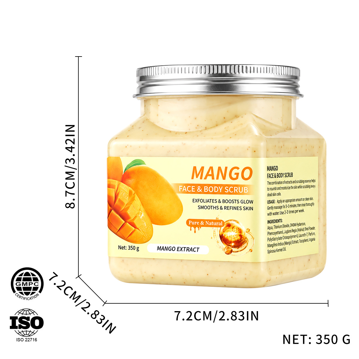 Mango scrub 350g [Quantity of one box: 72/bottle]
