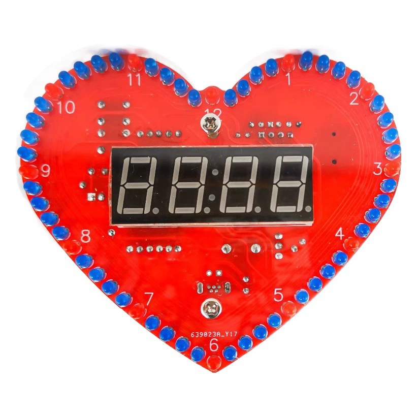 Цифровые часы-термометр в форме сердца с вращающимся LED-дисплеем, множеством анимаций, электронный набор для самостоятельной сборки (DIY), пайка, TJ-56-513B