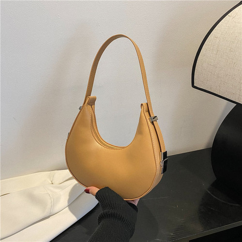 Niche Solid-Color Designer Bag for Women: Trendy, Minimalist, and Unique – Underarm Crescent-Shaped Handbag & Shoulder Tote
