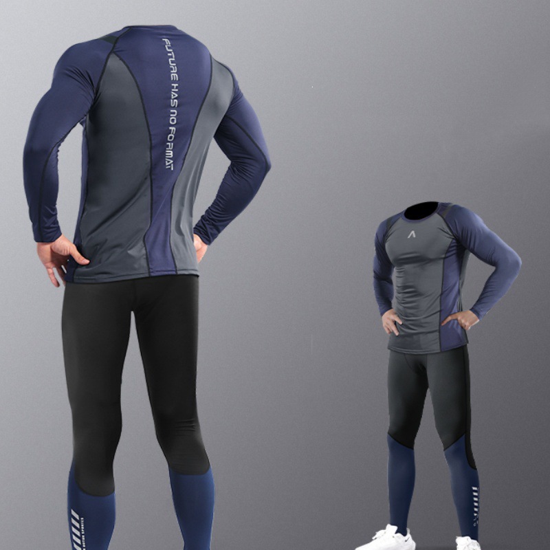 Running fast seco hombre camisa deportiva simple de otoño profesional de la mañana ropa de fitness primavera y otoño entrenamiento apretado camisa de compresión