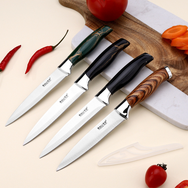 Cuchillo de acero inoxidable caja de exhibición herramientas de pintura pulverizada conjunto de revestimiento mango galvanizado herramientas de cocina domésticas en stock al por mayor