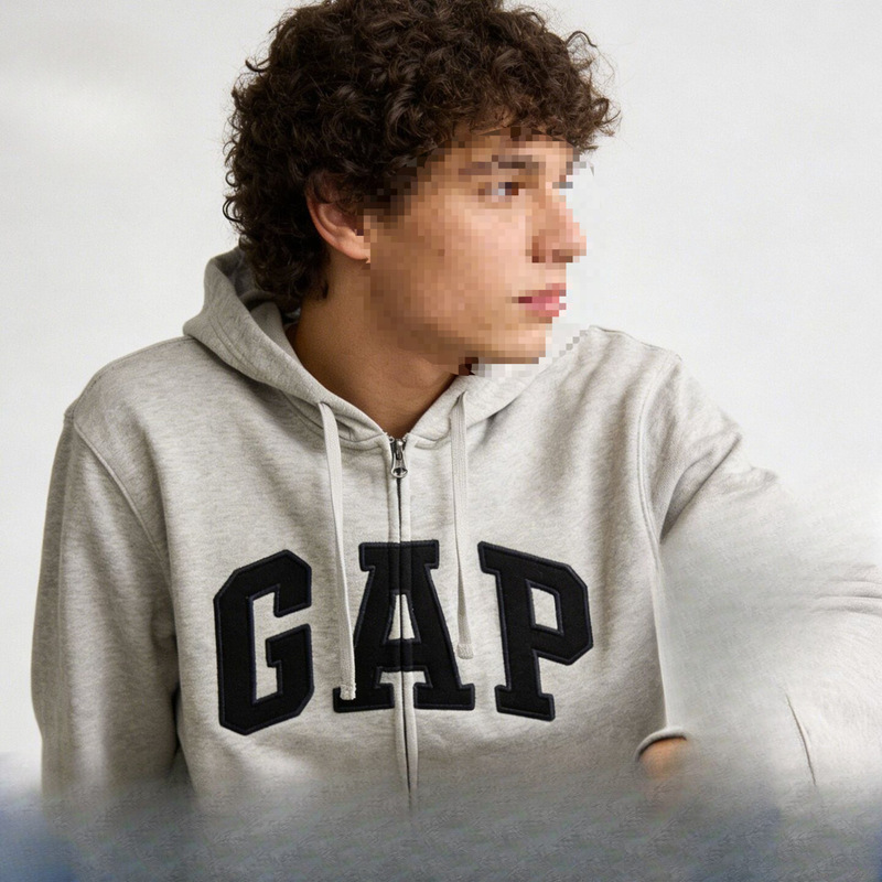 [Cheng Yi Endorsement] Gap Men's and Women's Spring Style Letter Logo Terry Cloth Zipper Hooded Sweatshirt 868454