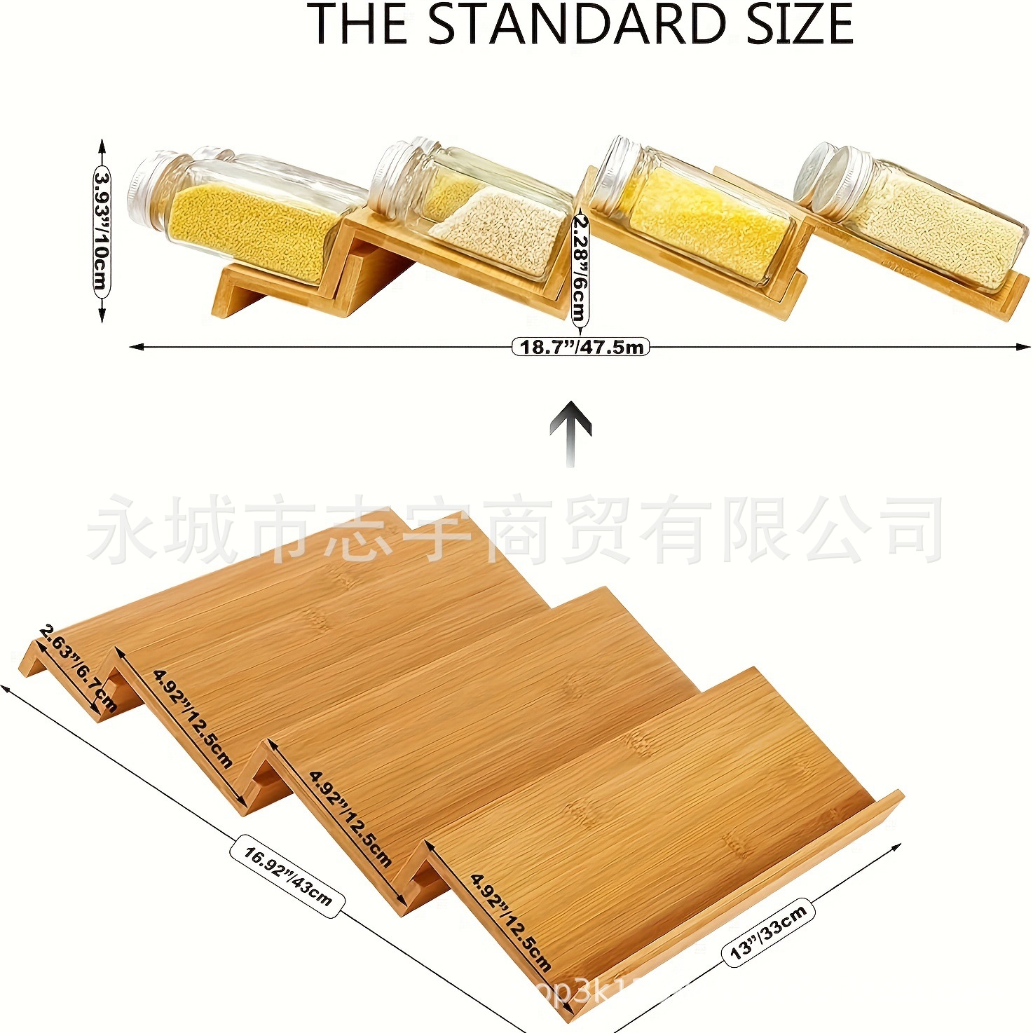 Madera cuadrada condimento rack especias rack almacenamiento rack material rack caja de almacenamiento de material de condimento