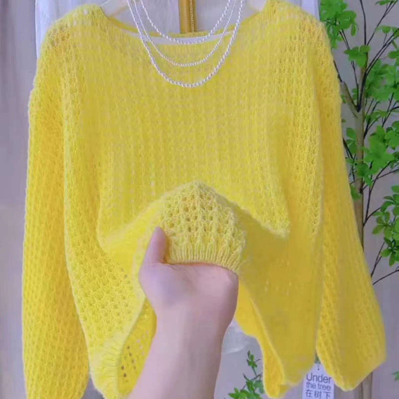 Thin knitted spring summer long-sleeve, Korean style, western style