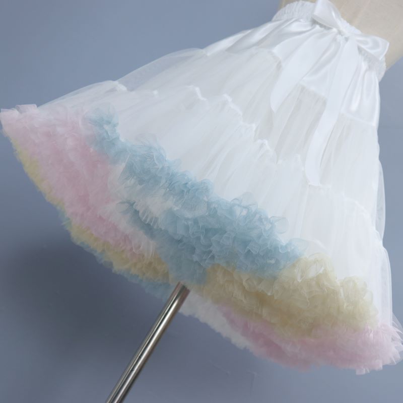 Colorful pastel-toned cloud-like tulle skirt crinoline, tutu-style flouncy skirt—specially designed for cross-border export, perfect for lolita-inspired looks.