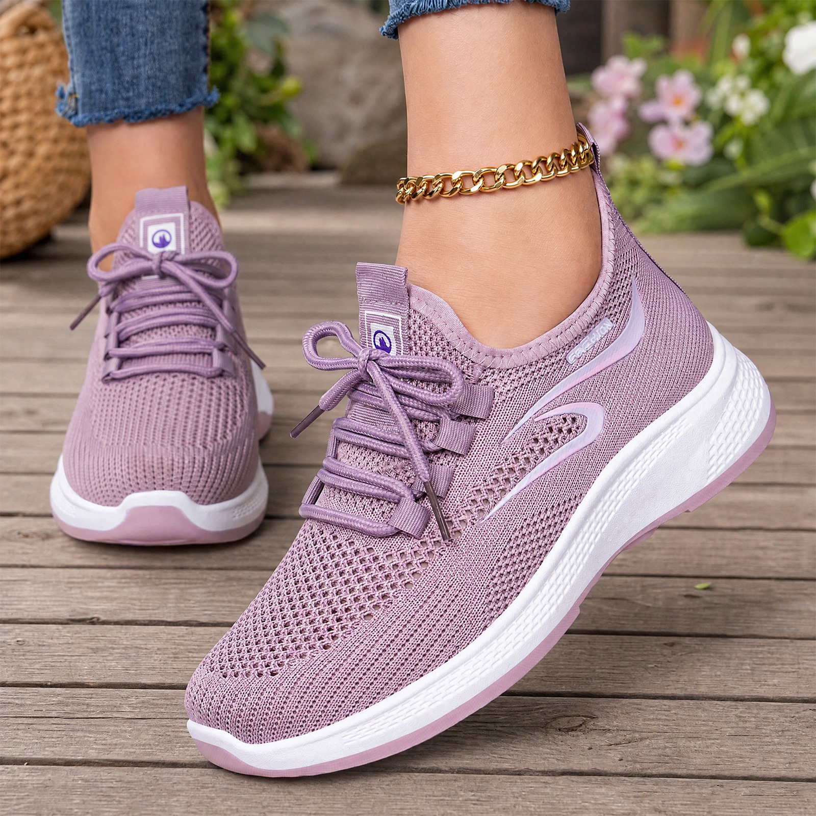 Zapatos de mujer zapatos de verano transfronterizos Temu simple ligero zapatos de malla hueco zapatos de tejido volador con suela suave zapatos casuales cómodos al por mayor