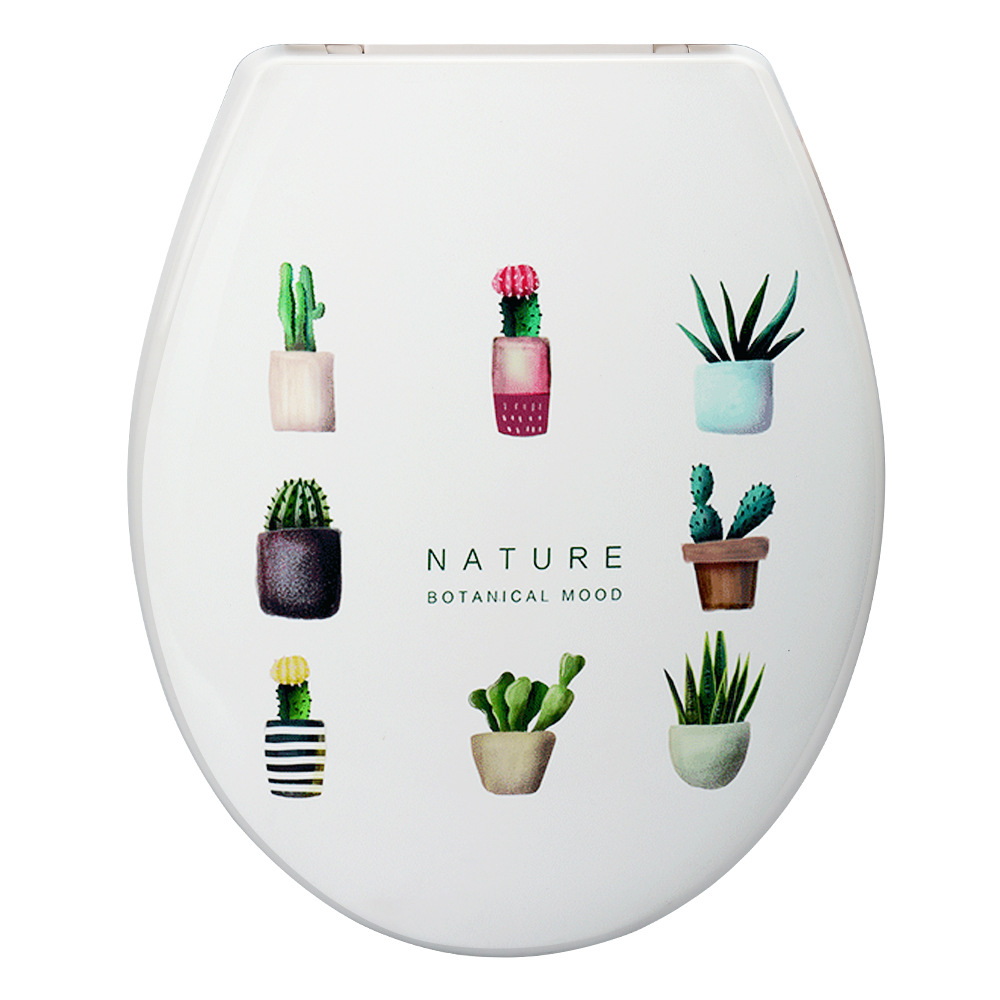 Cubierta de inodoro de estilo europeo de 18 pulgadas lenta caída hogar cuclillas cubierta de plástico Hotel fábrica impresión lenta caída cubierta de inodoro